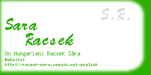 sara racsek business card